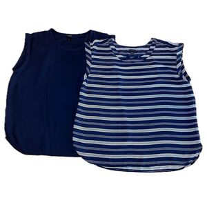 Ann Taylor Factory Top Lot Of 2 XL Navy Blue And Striped